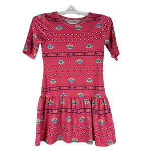 Star Wars Girls' Dress Size M 7/8 Pink Pattern Short Sleeve Polyester/Spandex